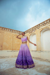 Lavender Ombre Lehenga Set-Indian wear-Pallavi Jaipur