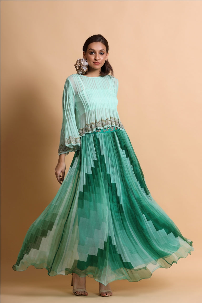 Pallavi Jaipur green skirt combination top