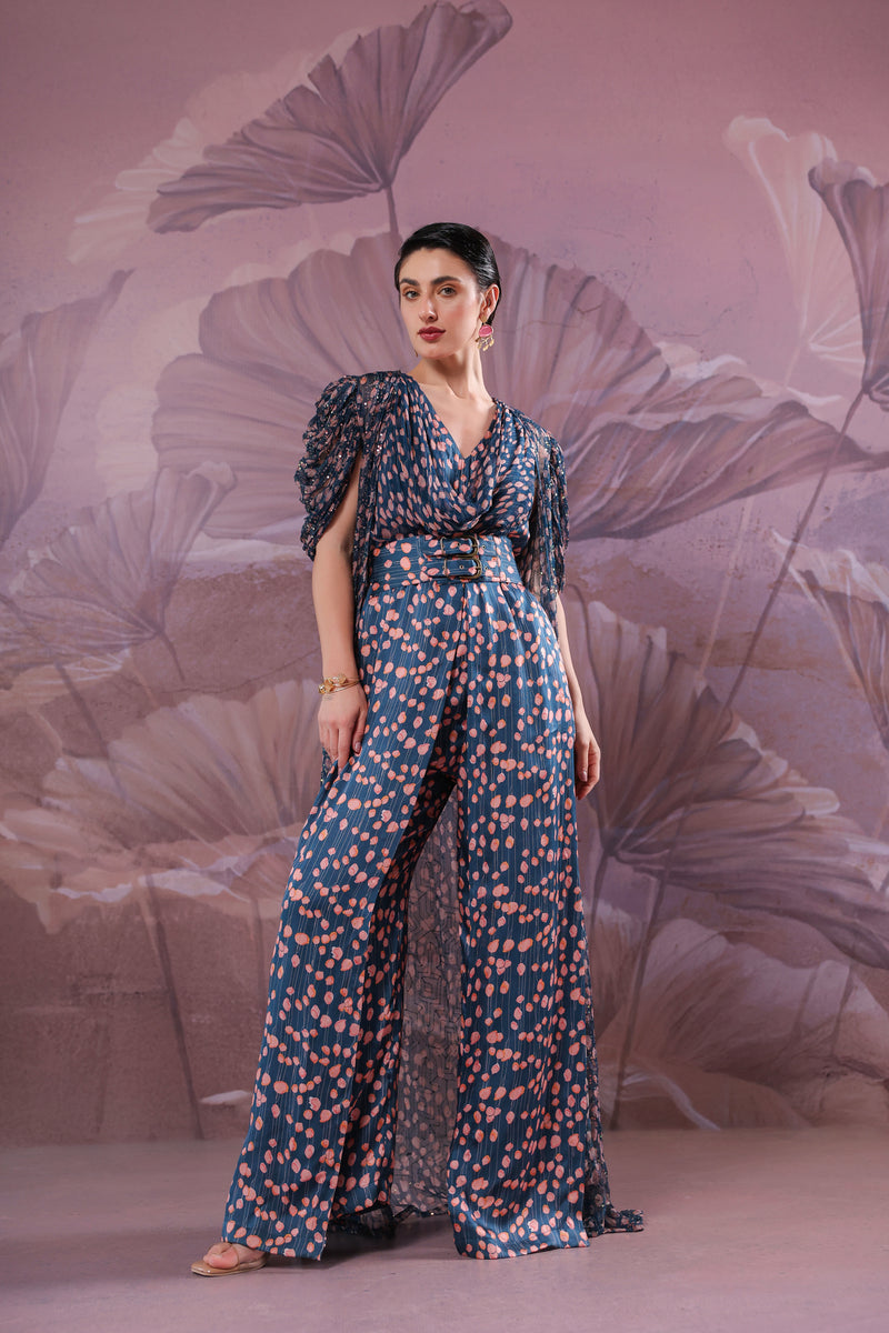 The Telegraph prussian blue cowl jumpsuit