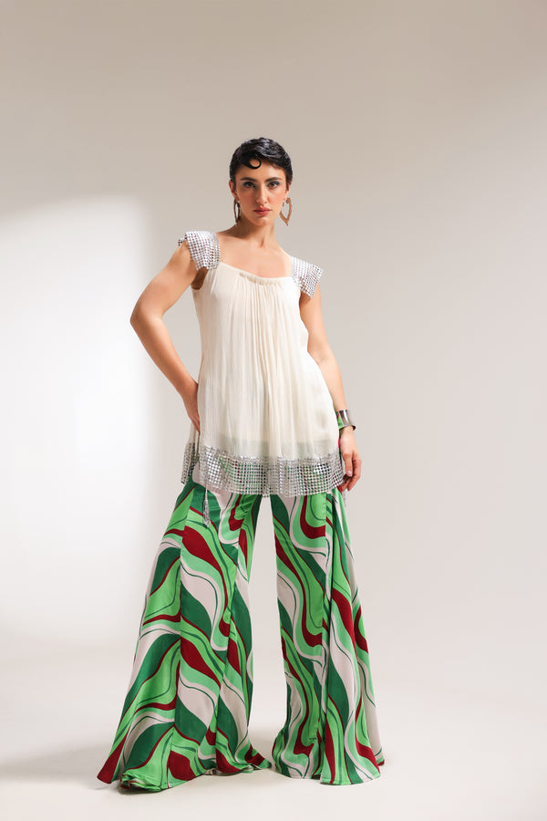 The beverly hills crème tunic with bell-bottoms set