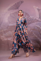 Ballygunge prussian blue tassel tunic set in