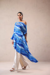 Atlantic Blue cruise cape with creme fall pants
