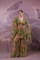 Avacado green  Drama sleeve set