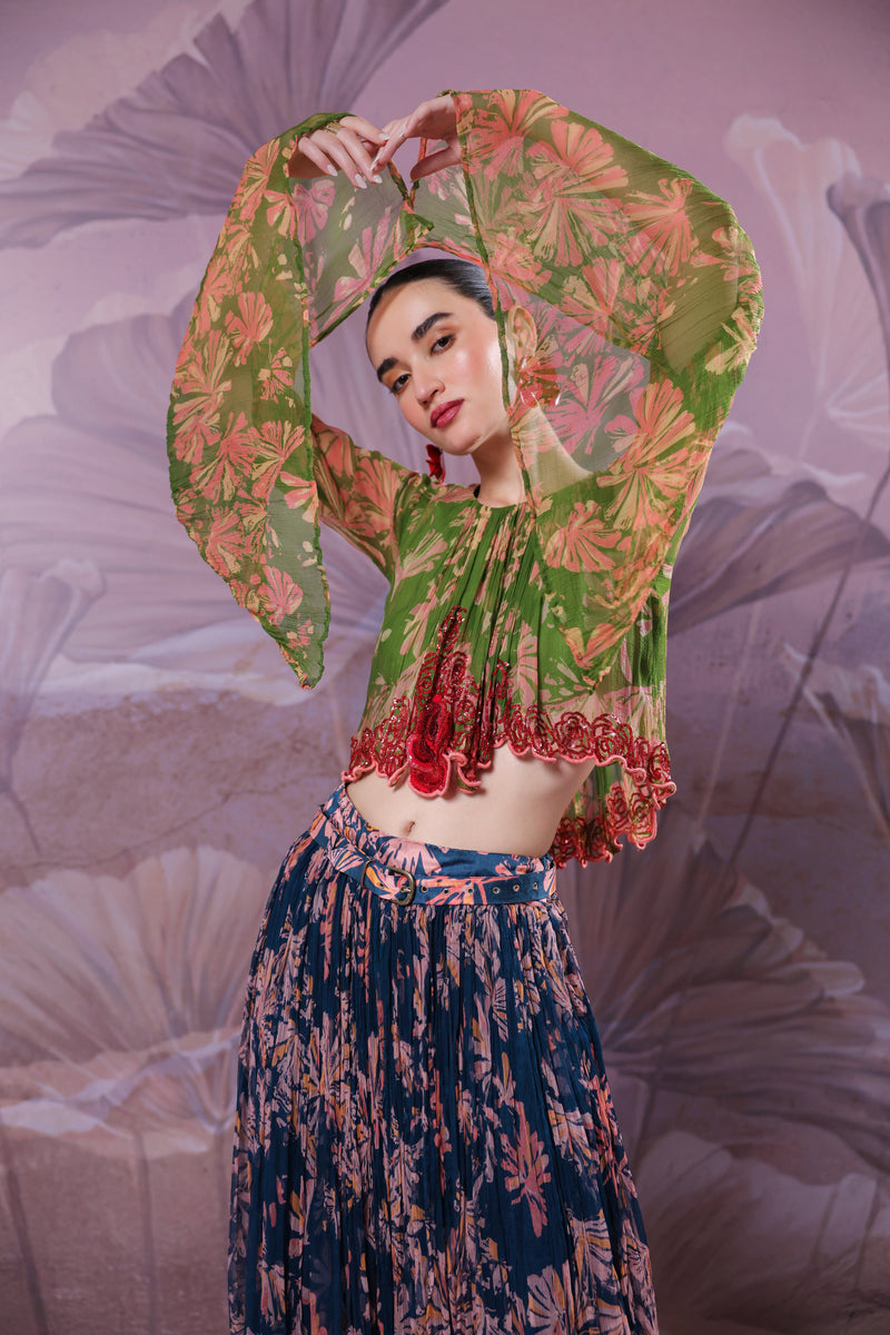 The gulaab pan skirt top set