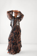 The prussian blue Sheesha Koti Saree