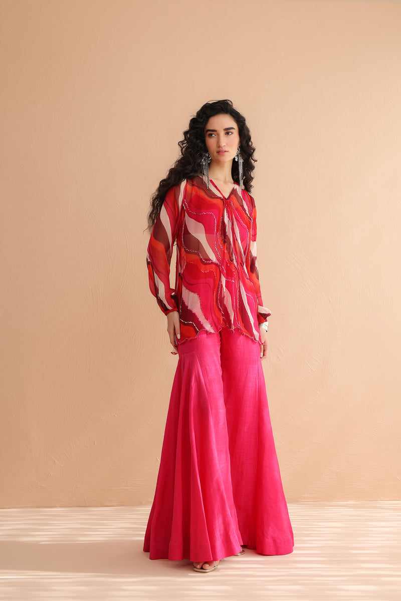 Bloody Mary tunic with exaggerated bell-bottoms