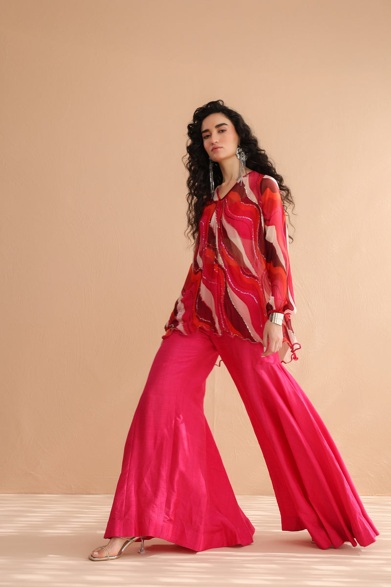 Bloody Mary tunic with exaggerated bell-bottoms