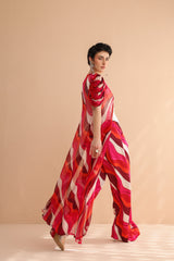 The Swagger Sheesha koti jacket-pant set in ivory & fushcia lehar
