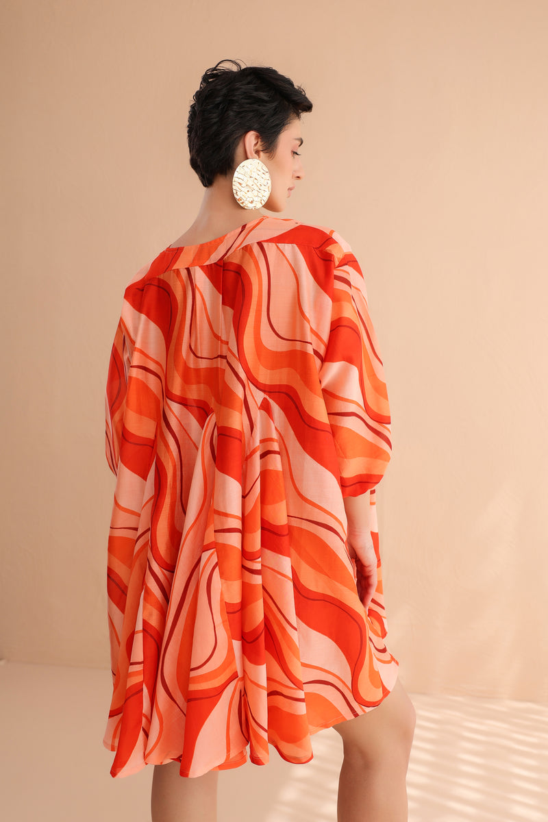The Tangie Wave Lehar Print Mini Dress