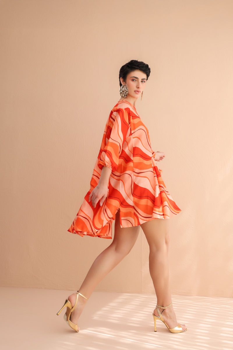 The Tangie Wave Lehar Print Mini Dress