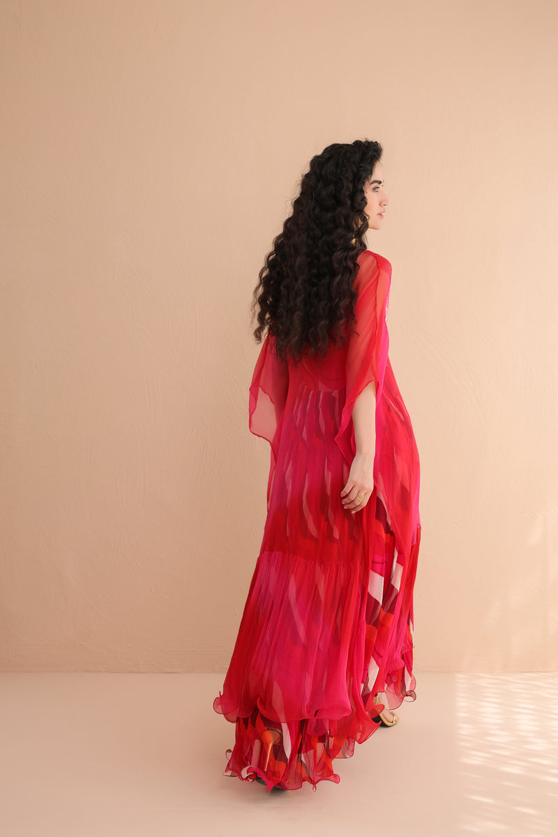 Rose & Pink Bling Kaftaan with Dress set