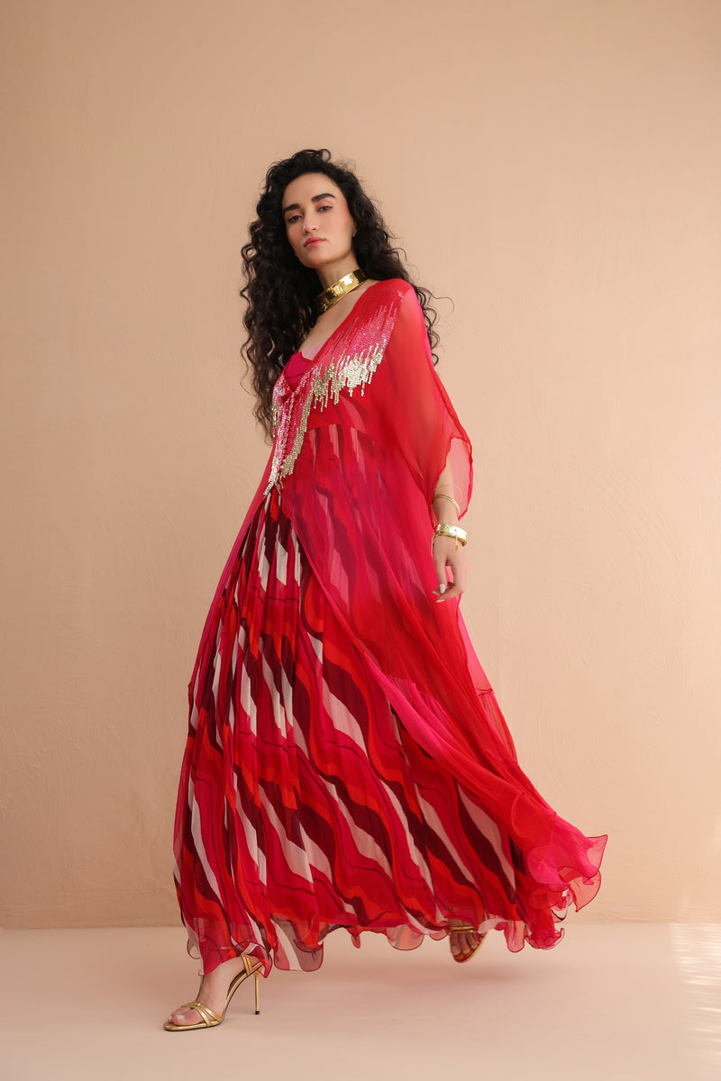 Rose & Pink Bling Kaftaan with Dress set
