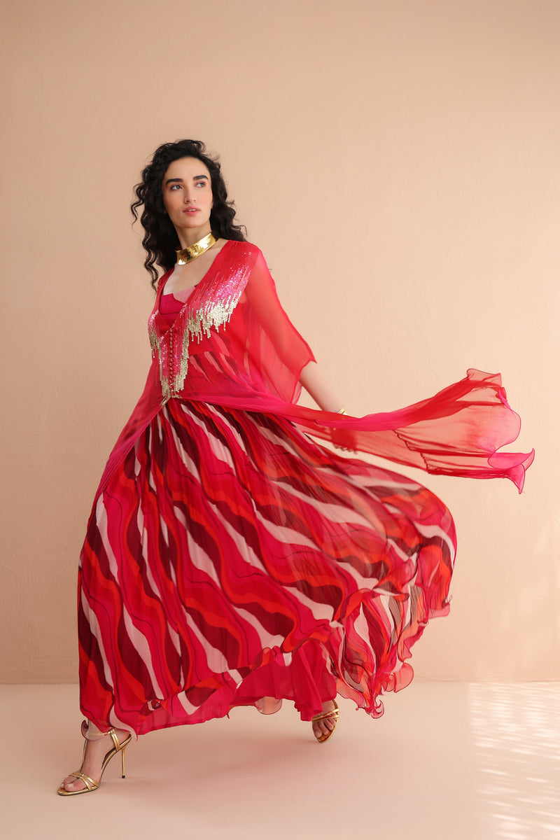 Rose & Pink Bling Kaftaan with Dress set