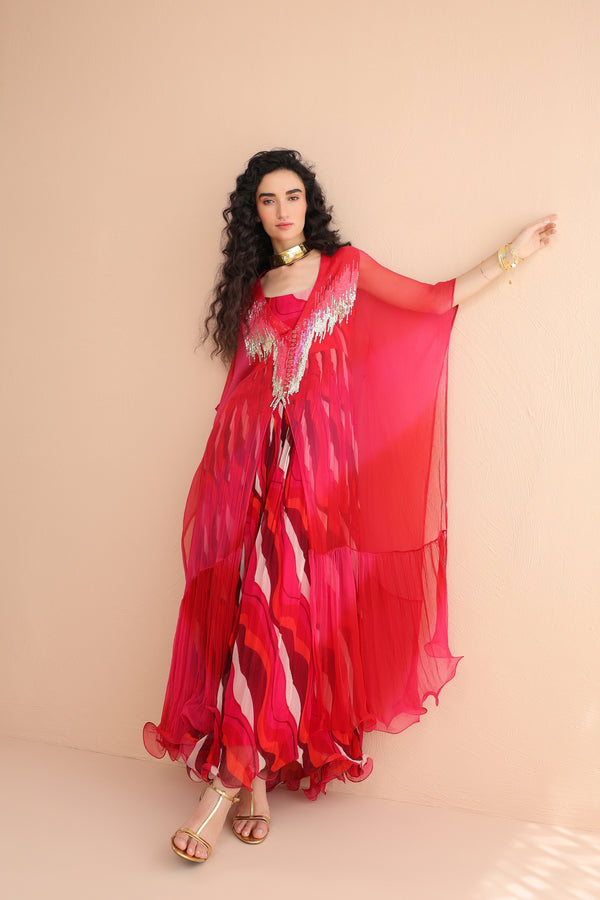 Rose & Pink Bling Kaftaan with Dress set