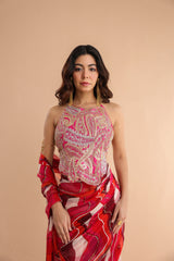 The cosmo politian saree with ambi backless blouse