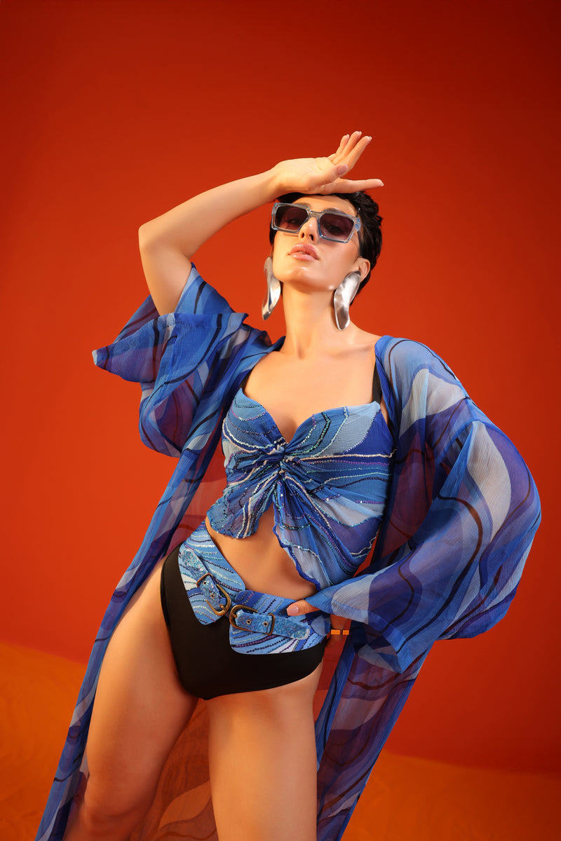 The california blue bikini coverup set