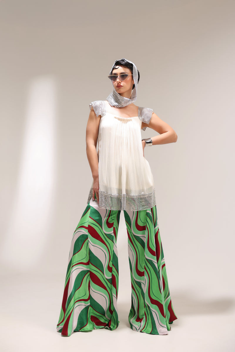 The beverly hills crème tunic with bell-bottoms set