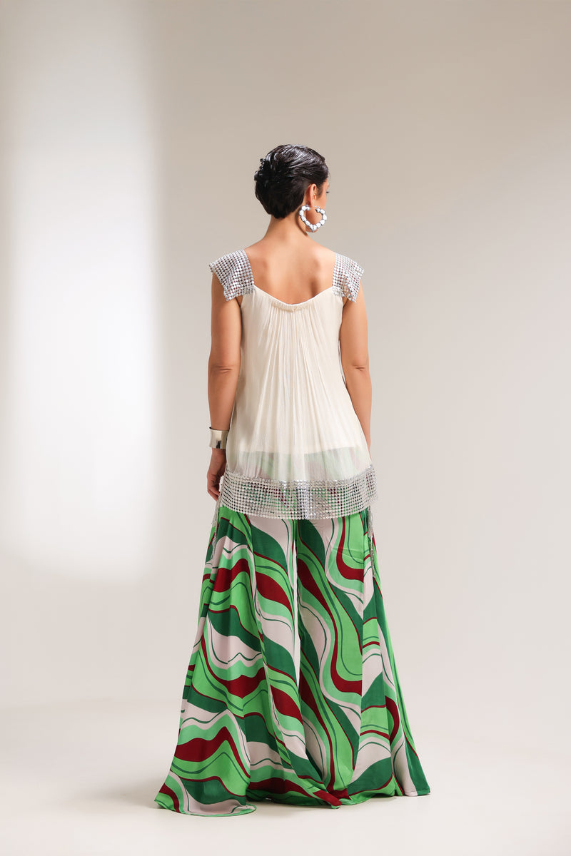 The beverly hills crème tunic with bell-bottoms set
