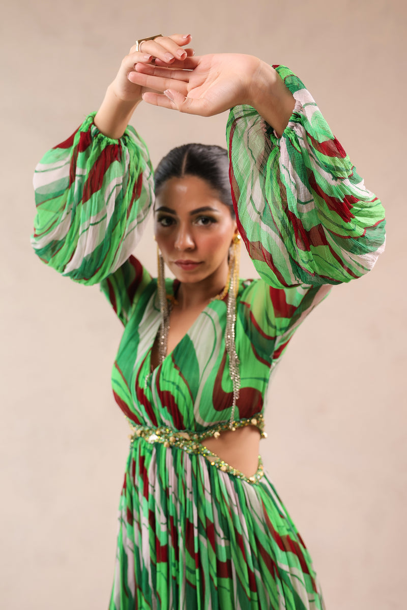 The Green Queen Peekaboo Waist line dress