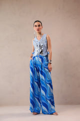 The Swagger Sheesha koti pant  set in ocean & atlantic lehar