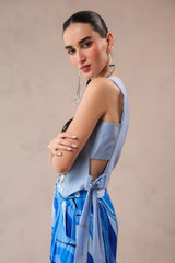 The Swagger Sheesha koti pant  set in ocean & atlantic lehar