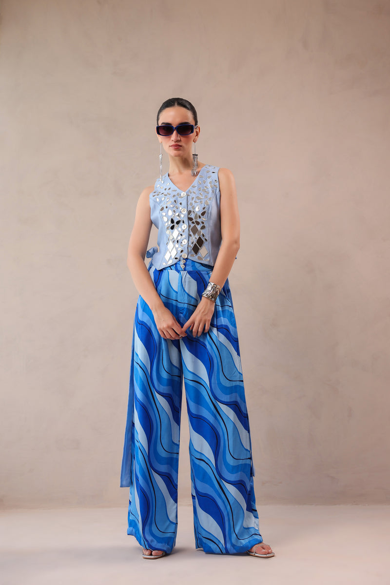 The Swagger Sheesha koti pant  set in ocean & atlantic lehar