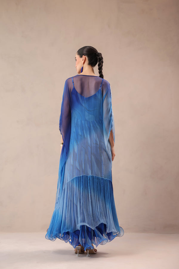 Amber & Ocean Blue Bling Kaftaan with dress set