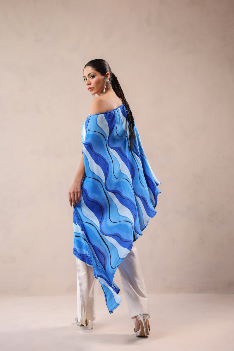 Atlantic Blue cruise cape with creme fall pants