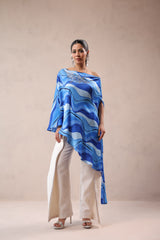 Atlantic Blue cruise cape with creme fall pants