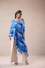 Atlantic Blue cruise cape with creme fall pants