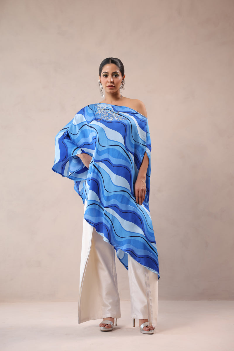 Atlantic Blue cruise cape with creme fall pants