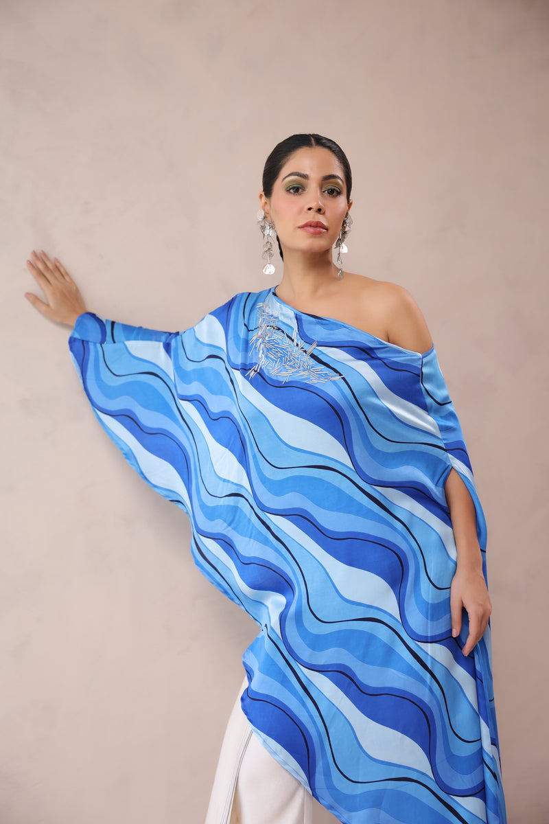 Atlantic Blue cruise cape with creme fall pants