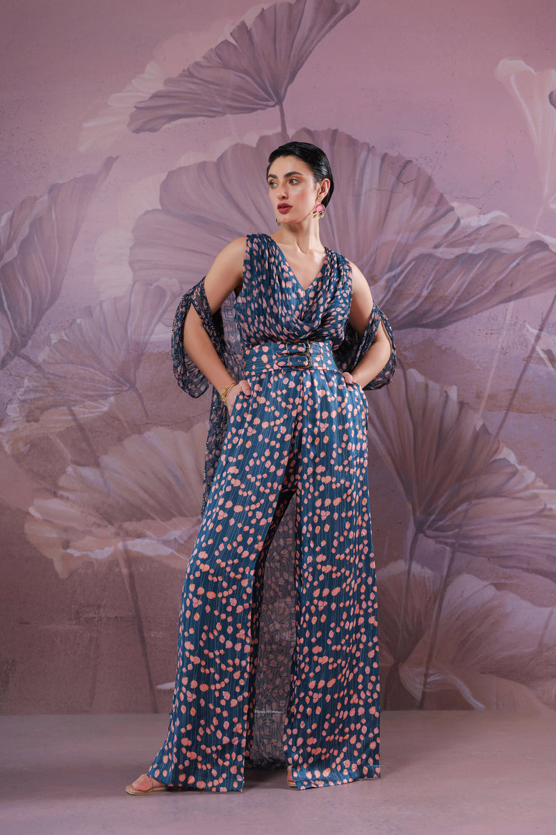 The Telegraph prussian blue cowl jumpsuit