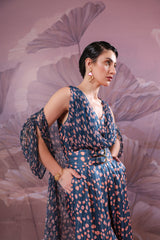 The Telegraph prussian blue cowl jumpsuit