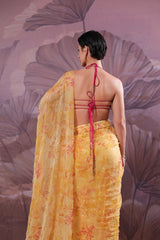 The alipore jhilmil saree set in butter yellow with Ambi Rani Blouse