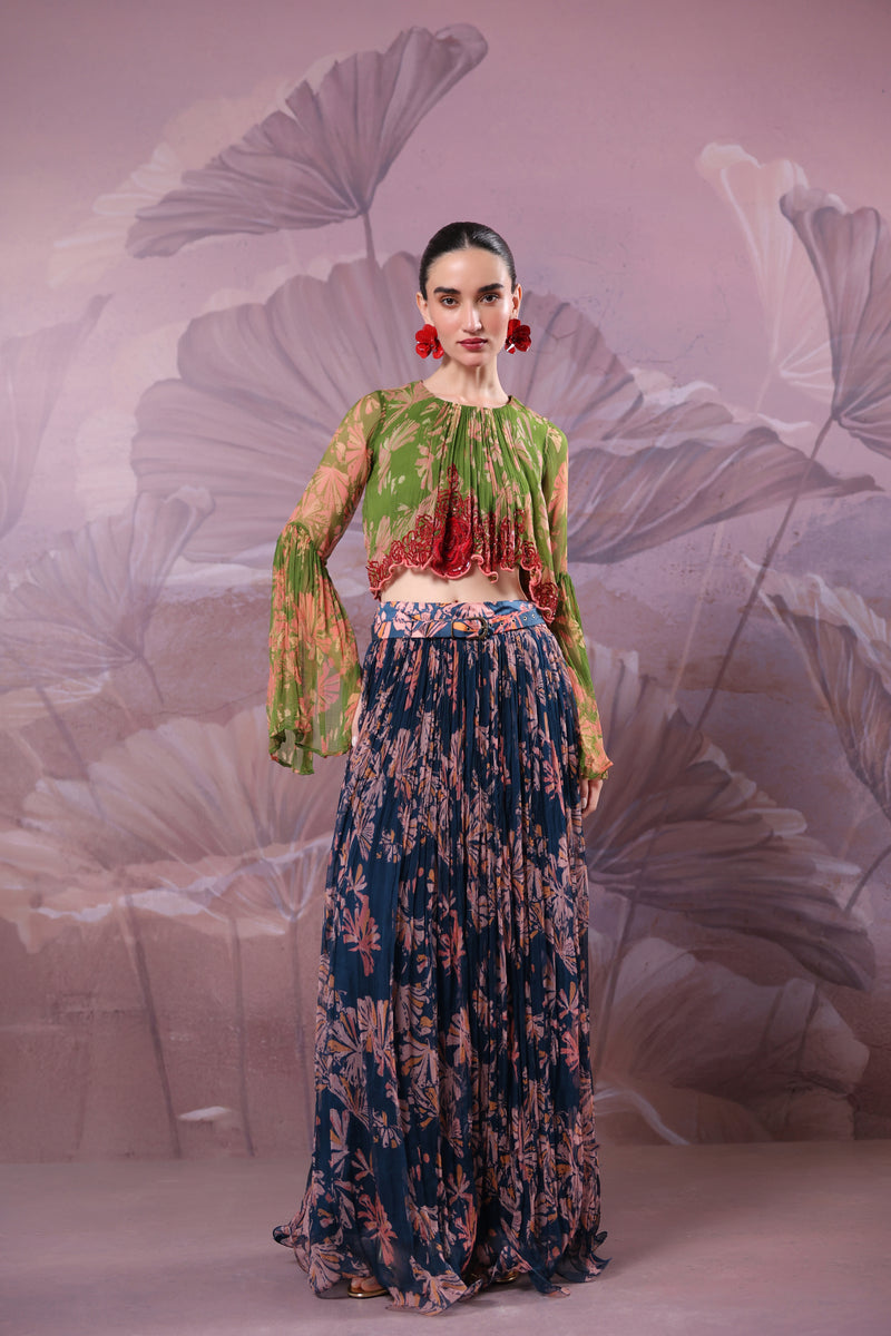 The gulaab pan skirt top set