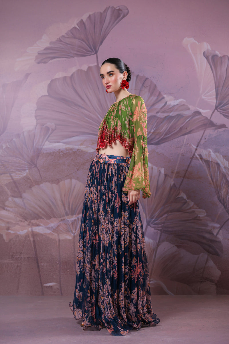 The gulaab pan skirt top set