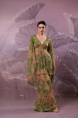 Avacado green  Drama sleeve set