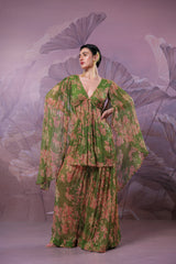 Avacado green  Drama sleeve set