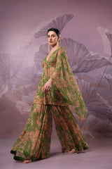 Avacado green  Drama sleeve set