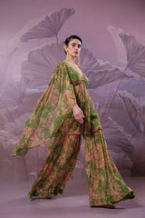 Avacado green  Drama sleeve set
