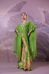 The Avacado Green Chakarborty gotaphool kaftaan set