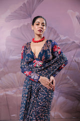 The prussian blue calcutta Jhilmil saree