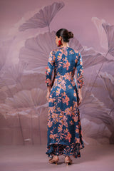 Ballygunge prussian blue tassel tunic set in