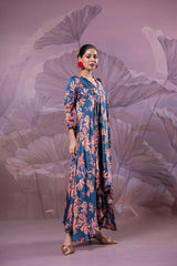 Ballygunge prussian blue tassel tunic set in