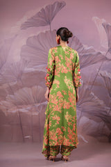 Ballygunge avacado green  tassel tunic set in