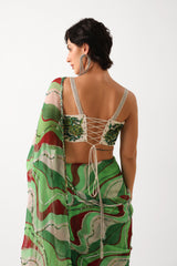 The lush green lehar saree with corset blouse