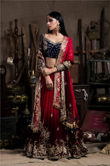 Red and Maroon Lehenga Set-Indian wear-Pallavi Jaipur