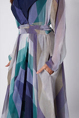 Blue Organza Wrap Tunic with Pants
