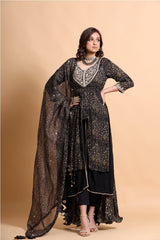 Black printed layered Kurta Palazzo Set